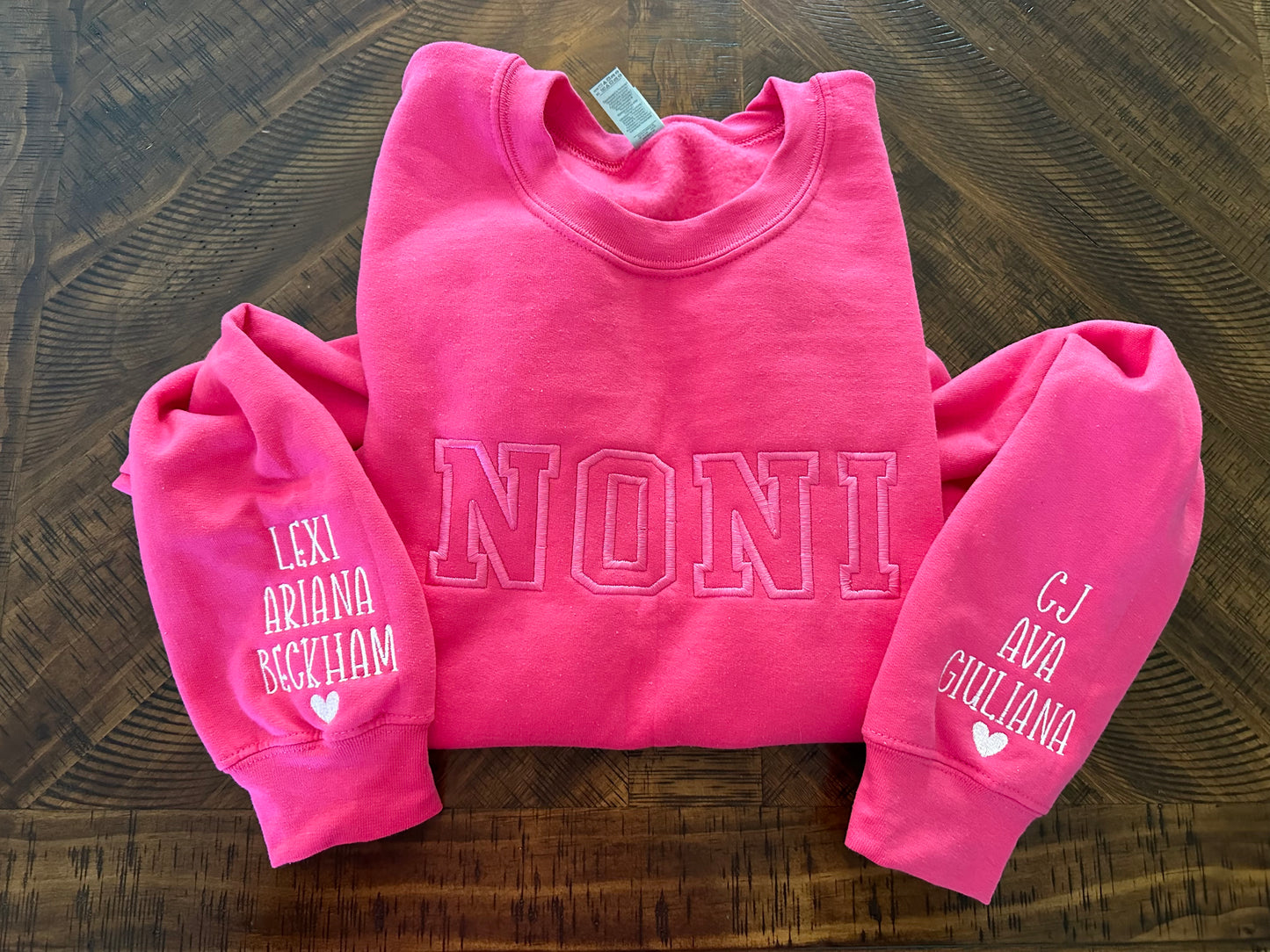 Custom Name (MAMA, NANA, ETC) Embroidered Crewnecks with BOTH Sleeves Personalized