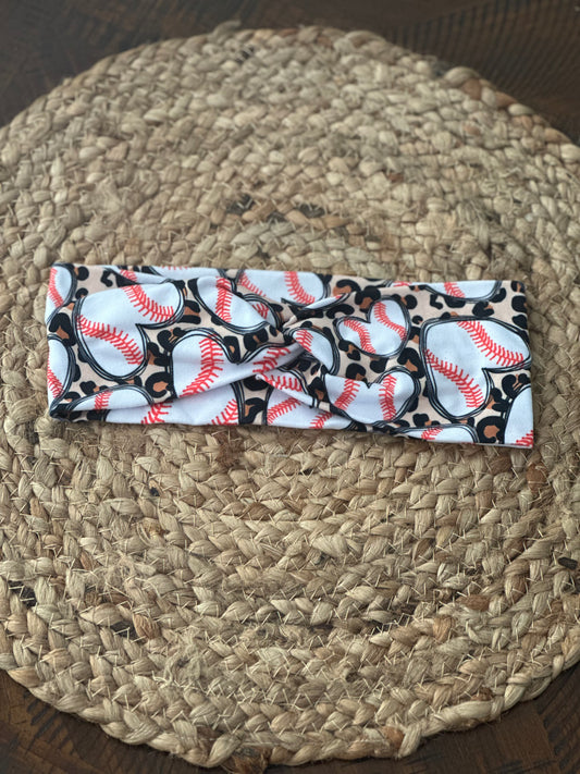 Leopard Baseball Heart Headband